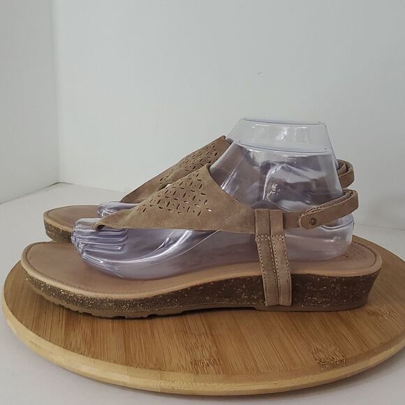 Aetrex Sandalistas Tan Leather Thong Sandal Women's Size 11 - Picture 3 of 10